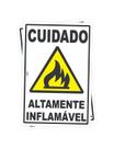 Kit com 2 Placas de Sinalização - Cuidado: Produto Altamente Inflamável - Fogo em PS (Poliestireno) Kit com 2 Placas de Sinalização - Cuidado: Produto Altamente Inflamável - Fogo em PS (Poliestireno)