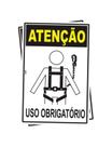 Kit com 2 Placas de Sinalização EPI - Atenção: Uso Obrigatório de Cinto e Talabarte - Segurança em PS (Poliestireno)
