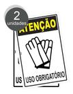 Kit com 2 Placas de Sinalização EPI - Uso Obrigatório de Luvas de Proteção - Equipamento de Proteção Individual em PS (Poliestireno)