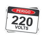 Kit com 2 Placas de Sinalização Perigo: Energia Elétrica 220 Volts em PS (Poliestireno)
