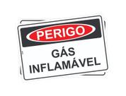 Kit com 2 Placas de Sinalização - Perigo: Gás Inflamável - Botijão, Fogo e Risco em PS (Poliestireno)