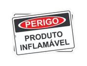Kit com 2 Placas de Sinalização - Perigo: Produto Inflamável em PS (Poliestireno)