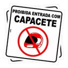 Kit com 2 Placas de Sinalização - Proibida a Entrada sem Capacete de Segurança PS 20x20cm