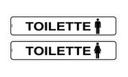 Kit com 2 Placas de Sinalização Toalete - Toilette Feminino e Masculino para Banheiro - 5x25 cm em PS (Poliestireno)