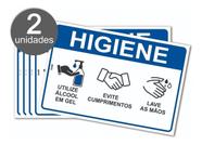 Kit com 2 Placas de Sinalização Use Álcool Gel, Evite Cumprimentos e Lave as Mãos em PS (Poliestireno) Kit com 2 Placas de Sinalização Use Álcool Gel, Evite Cumprimentos e Lave as Mãos em PS (Poliestireno)