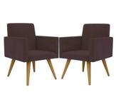 kit com 2 poltrona decorativa talita cor marrom