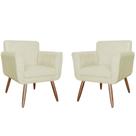 Kit Com 2 Poltronas Cadeiras Isabella Estofadas Suede Bege - INCASA DECOR