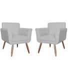Kit Com 2 Poltronas Cadeiras Isabella Estofadas Suede Branco - INCASA DECOR
