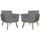 Kit Com 2 Poltronas Cadeiras Isabella Estofadas Suede Cinza - INCASA DECOR