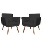 Kit Com 2 Poltronas Cadeiras Isabella Estofadas Suede Preto - INCASA DECOR