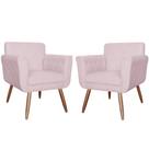 Kit Com 2 Poltronas Cadeiras Isabella Estofadas Suede Rosa Bebe - INCASA DECOR