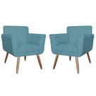 Kit Com 2 Poltronas Cadeiras Isabella Estofadas Veludo Azul Turquesa - INCASA DECOR