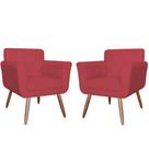 Kit Com 2 Poltronas Cadeiras Isabella Estofadas Veludo Vermelho - INCASA DECOR