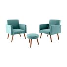 Kit Com 2 Poltronas Decorativas 64cm e Puff Retrô Tecido Veludo Multimóveis Cr45270 Verde Menta