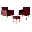 Kit Com 2 Poltronas Decorativas 64cm e Puff Retrô Tecido Veludo Multimóveis Cr45270 Vinho Vinho Kit Com 2 Poltronas Decorativas 64cm e Puff Retrô Tecido Veludo Multimóveis Cr45270 Vinho Vinho