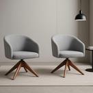 Kit com 2 Poltronas Giratórias Zara em Madeira Castanho Exclusiva