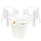 Kit Com 2 Poltronas Ibiza Cor Branca Jardim Piscina Com Mesa Auxiliar Capri Rattan Garden Life