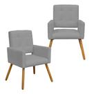 Kit Com 2 Poltronas Para Quarto Closet Pés Palito Camila Suede Cinza - INCASA DECOR