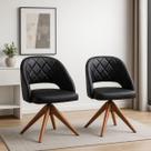 Kit com 2 Poltronas Prada com Base Giratória em Madeira Cor Castanho Exclusiva