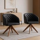 Kit com 2 Poltronas Virgínia com Base Giratória em Madeira Castanho Exclusiva