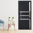 Kit com 2 Portas Lambril de Alumínio 210 X 80cm com Friso e Visor Linha Veneza Lado Direito