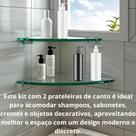 Kit com 2 Prateleiras Porta Condimentos em Vidro 25x25 cm Para Banheiro ou Cozinha
