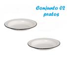 Kit com 2 Pratos Fundos Esmaltado Ewel - Branco