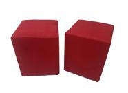 Kit com 2 Puffs quadrados 35x35x45cm em Suede Várias Cores