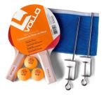 Kit com 2 raquetes de tenis de mesa e 3 bolas e 1 rede vollo
