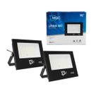 Kit com 2 refletores de led 100w luz branco fria holofote externo IP66 a prova dágua bivolt