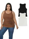Kit Com 2 Regatas Ribana Feminina Plus Size Cor:Preto+BrancoTamanho:Único