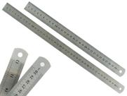 Kit Com 2 Réguas Metal Leve De Aço Inoxidável Tamanho 30 e 40 cm Marcação Baixo Relevo Escolar Escritório Engenheiro