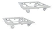 Kit Com 2 Suportes Para Vaso 30cm Quadrado Com Rodinhas
