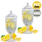 Kit Com 2 Suqueiras Acrílico Torneira Suporte Dispenser 5 Litros