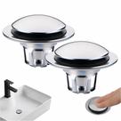Kit com 2 Tampões de Ralo para Pia com Sistema Pop-Up Cromado Glimflorus