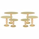 Kit Com 2 Trios De boleiras, Trio De Bandejas Para Doces, Boleiras de madeira Torneada e Disco Em Mdf Cru Pro