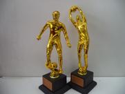 Kit com 2 troféus (artilheiro 36 cm e goleiro menos vazado 40 cm).