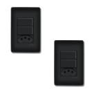 Kit Com 2 unidades de Interruptores duplos Simples 16a Com Tomada 10A Fame