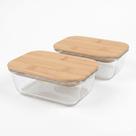 Kit Com 2 Unidades Pote Hermético Retangular Bambu 640ml Kit Com 2 Unidades Pote Hermético Retangular Bambu 640ml