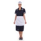Kit com 2 Vestidos em Tecido Oxford com avental e Detalhes em Bordado Ingles, para Copeira, Arrumadeira, Faxineira