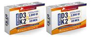 Kit com 2 Vitamina D3 + K2 MK7 2000UI Flora Nativa 30 Cápsulas Colecalciferol