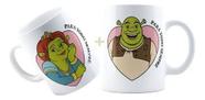 Kit Com 2 Xícaras Canecas Personalizada de Porcelana Cerâmica Dia dos Namorados Shr ek e Fiona md7 Kit Com 2 Xícaras Canecas Personalizada de Porcelana Cerâmica Dia dos Namorados Shr ek e Fiona md7
