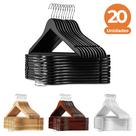 Kit com 20 Cabides de Madeira Luxo, Adulto com Gancho Giratório 44 cm, Cores: Marfim/Mogno/Branco/Preto