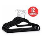 Kit com 24 Cabides de Veludo Organizador de Roupas Slim Antideslizante Gancho Giratório Premium Prático
