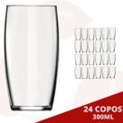 Kit com 24 Copos Oca 300ML Transparente Água Suco Drinks