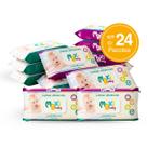 Kit com 24 Toalhas Lenços Umedecioas Hipoalergênico 50un Cada Maxi Baby