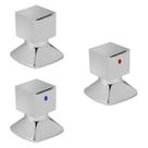 Kit com 3 Acabamentos para Registro C46 Água Quente/fria Premium Ku4246 Ducon Metais