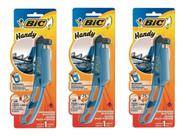 Kit com 3 Acendedor Isqueiro Fogão Forno Fogareiro Bic Handy Multiuso Recarregável