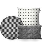 Kit com 3 Almofadas Formatos Black White