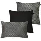 Kit com 3 Almofadas Jacquard Geo Preto/Branco